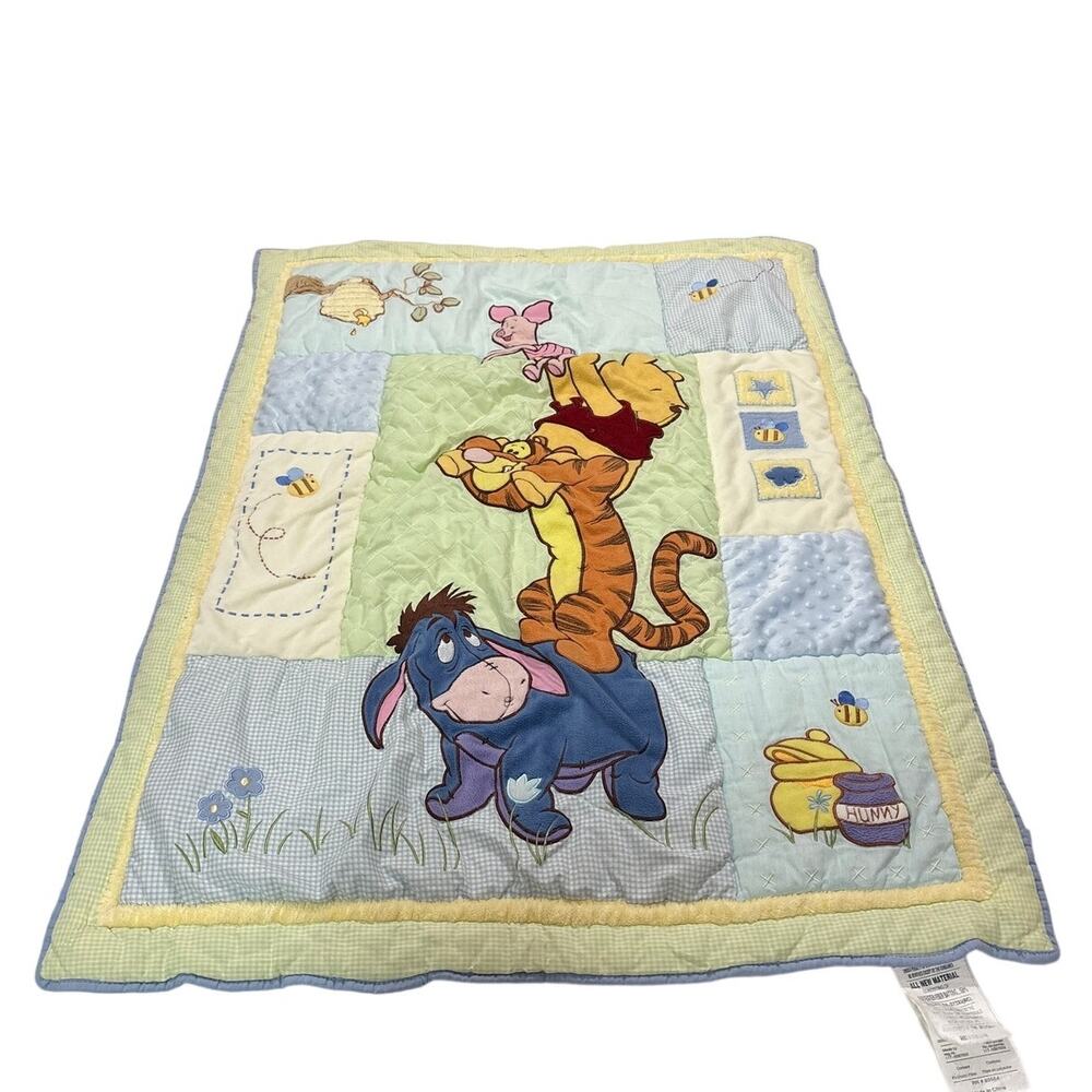 Disney Vintage Y2k Embroidered Winne the Pooh Piglet Crib Comforter Bedding